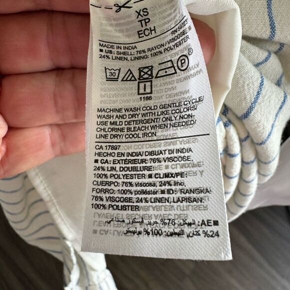 Old Navy Blue Striped V-Neck Button Midi Dress Sz XS - Picture 8 of 9